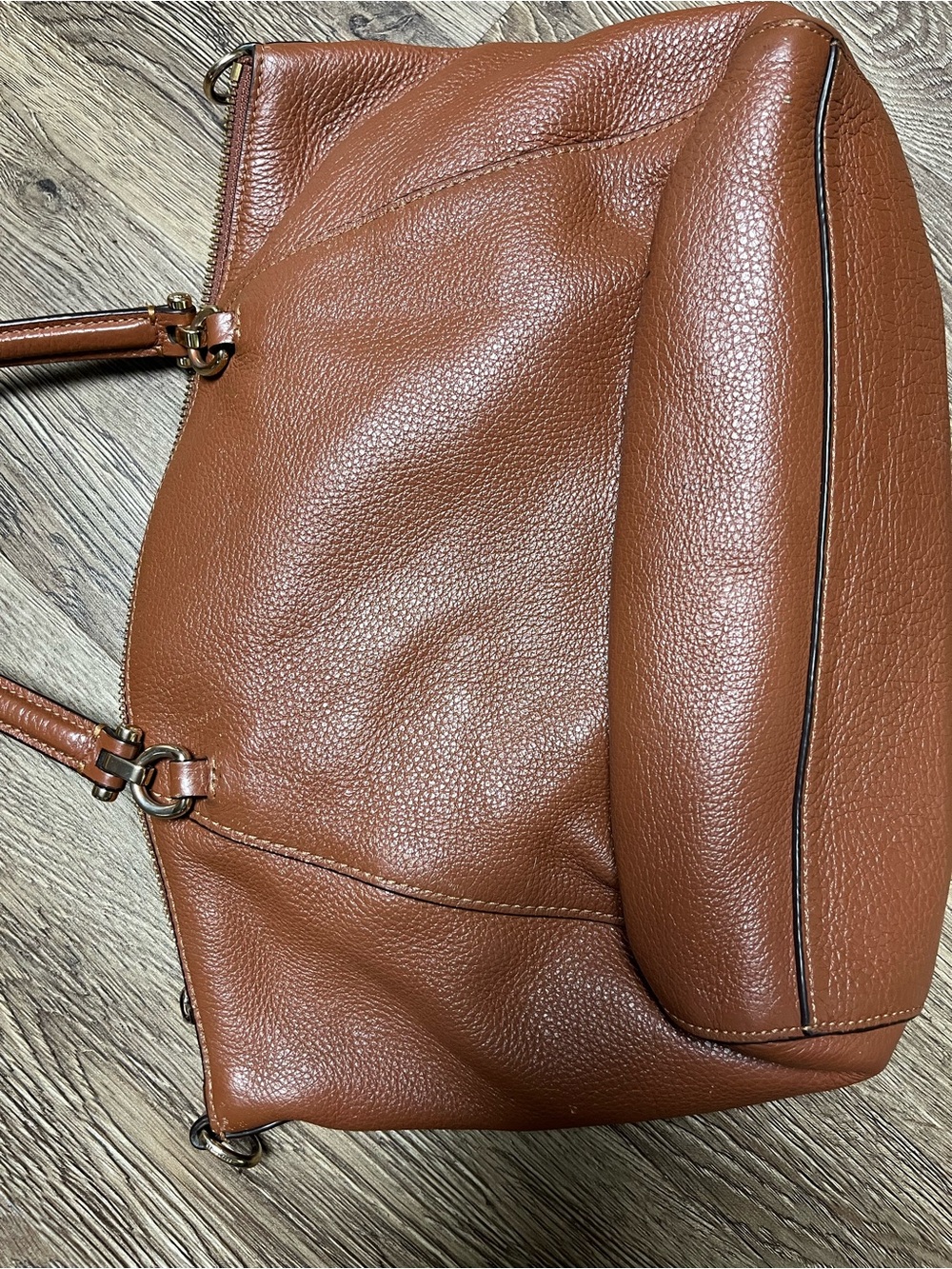 Coach Brown Pebbled Leather Shoulder Bag - Picture 6 of 6